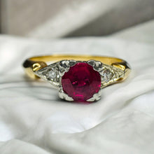 Load image into Gallery viewer, Antique 14k Gold Ruby & Diamond Ring Sz 5.25 Edwardian Engagement Ring Natural Ruby Ring 585 Gold Diamond Ring Wedding Ring July Birthstone