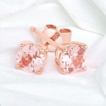 Load image into Gallery viewer, 10k Rose Gold 2.5ct Natural Morganite Earrings 7mm Studs Christmas Gift for Wife