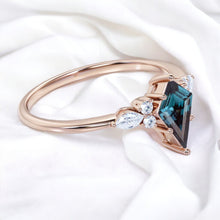 Load image into Gallery viewer, Alexandrite Kite Diamond Ring Solid 10K Rose Gold 1.25 Carat T.W. Size 7.75 Brilliant Cut Green Purple Alexandrite Diamond Engagement Ring Wedding Ring Christmas Gift LP