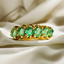 Load image into Gallery viewer, 14k Gold Natural Emerald Ring Size 9 Eternity Ring 3/4CTTW Colombian Emerald Ring 585 Gold Anniversary Gift 2.3g