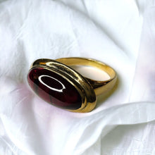 Load image into Gallery viewer, Antique 10k Gold Natural Garnet Cabochon Ring Rare Victorian Sz 7 Estate Oval Ring 5.3g