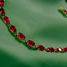 Load image into Gallery viewer, 10k Gold Ruby Tennis Bracelet 7.5" 7 Carat T.W. 4.6g Oval Cut Pink Ruby July