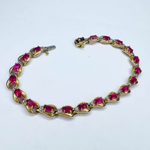 Load image into Gallery viewer, 10k Yellow Gold Ruby Diamond Tennis Bracelet 7.5" Fancy Oval Cut Rubies 7.5g