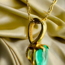 Load image into Gallery viewer, 14k Gold Natural Colombian Emerald Necklace 19" Pear Cut 1/2 CT Solitaire 1.1g