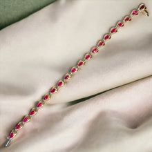 Load image into Gallery viewer, 10k Yellow Gold Ruby Diamond Tennis Bracelet 7.5" Fancy Oval Cut Rubies 7.5g
