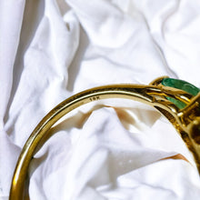 Load image into Gallery viewer, 10k Gold Natural Emerald Ring Size 8.25 Pear Cut 3 Stone Ring 2g Earth mined