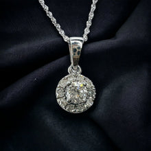 Load image into Gallery viewer, 14k White Gold .25ctw Natural Diamond Necklace 18" 10k Gold Cluster Pendant 1.2g