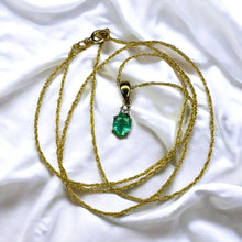Load image into Gallery viewer, 10k Gold Natural Emerald Necklace 18" Colombian Emerald & Diamond Necklace 1g
