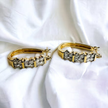 Load image into Gallery viewer, REAL 14k YELLOW GOLD 1.2CTTW 22mm Channel Set NATURAL DIAMOND Hoop Earrings 4.5g