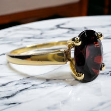 Load image into Gallery viewer, 10k Yellow Gold 2 Carat Garnet Ring Size 9.25 Natural Garnet Solitaire Ring 2g