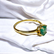 Load image into Gallery viewer, 10k Gold Natural Emerald Ring Size 7.25 Round Cut 1/2 Carat Solitaire Ring 1g