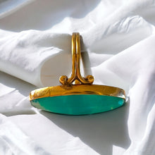 Load image into Gallery viewer, REAL 10k Yellow Gold ANTIQUE Green Agate Ring Sz 6 Victorian Era Long Navette Chrysoprase