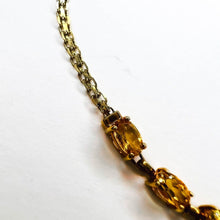 Load image into Gallery viewer, Estate 10k Yellow Gold Natural Citrine Tennis Bracelet 7.15"L Bismark Link Chain 2.2g November Birthstone Bracelet Anniversary Gift for Wife