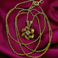 Load image into Gallery viewer, Antique 14k Gold .10 Carat Old Mine Cut Diamond Necklace 18" Victorian Love Knot