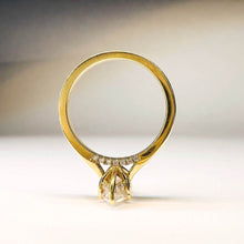 Load image into Gallery viewer, 10k Yellow Gold Diamond Moissanite Hidden Halo Engagement Ring Size 5.75 2.3g Marquise Cut Wedding Ring Micro Pave Halo Diamond Ring