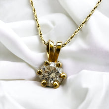 Load image into Gallery viewer, 14k Yellow Gold 1/4ct Solitaire Natural Diamond Necklace 20" Solid 585 Gold