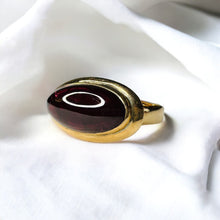 Load image into Gallery viewer, Antique 10k Gold Natural Garnet Cabochon Ring Rare Victorian Sz 7 Estate Oval Ring 5.3g
