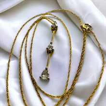 Load image into Gallery viewer, 10k Gold 1/3 Carat Natural Diamond Necklace 18" Pear Cut Diamond 3 Stone Pendant