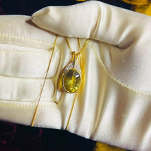 Load image into Gallery viewer, REAL 14k YELLOW GOLD 4.2cttw Oval Cut Natural Lemon Citrine Necklace 16" 5.6g
