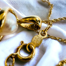 Load image into Gallery viewer, Vintage 14k Yellow Gold Brutalist Baroque Pearl Necklace 18" FreeForm Keshi 3.8g