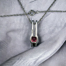 Load image into Gallery viewer, 14k White Gold Natural Pink Tourmaline Diamond Necklace 18" Cushion Cut Bar Set