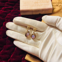 Load image into Gallery viewer, Antique 10k Gold Pink Opal Earrings Victorian Screwback Dangle Claw Prong 2.8g