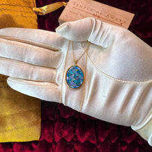 Load image into Gallery viewer, 14k Yellow Gold Black Opal Necklace 18" Mosaic Australian Opal 3.5g Vintage