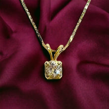 Load image into Gallery viewer, Solid 585 Gold 14k Yellow Gold 1/3ct Solitaire Natural Diamond Necklace 16" April Birthstone Pendant Anniversary Gift for Wife Girlfriend