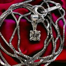 Load image into Gallery viewer, 10k White Gold 1/4ct Solitaire Natural Diamond Necklace 19" Anniversary Gift