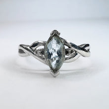 Load image into Gallery viewer, 10k White Gold Aquamarine 1/2 CT T.W. Diamond Engagement Ring Set Twist Sz 7