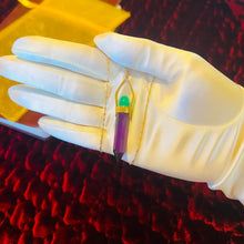 Load image into Gallery viewer, 14k Yellow Gold Chrysophrase Sugilite Pendulum Necklace 22" Healing 7.9g