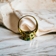 Load image into Gallery viewer, 10k Yellow Gold 2.4CT Natural Emerald Ring Size 5 Antique Emerald Ring Diamonds