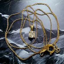 Load image into Gallery viewer, REAL 14k YELLOW GOLD 1/3ct Natural Diamond Solitaire Necklace 19" Solid Gold 585