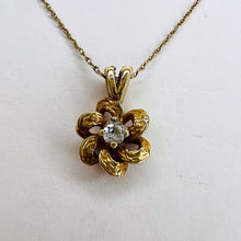 Load image into Gallery viewer, Antique 14k Gold .10 Carat Old Mine Cut Diamond Necklace 18" Victorian Love Knot
