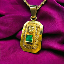 Load image into Gallery viewer, 18k Yellow Gold Pre Columbian Tumi Natural Emerald Necklace 18" 3.3g 14k Chain