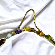 Load image into Gallery viewer, 10k Yellow Gold Multi Gemstone Rainbow Colors Eternity Tennis Bracelet 7.5" 5.3g