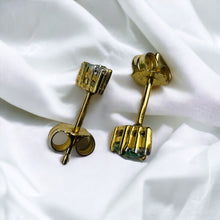 Load image into Gallery viewer, 10k Gold Diamond and Natural Emerald Earrings 1/2 Carat T.W. Stud Earrings .7g