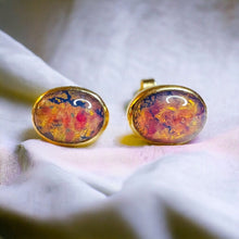 Load image into Gallery viewer, 14k Yellow Gold Opal Earrings 3 Carat T.W. Dragons Breath Stud Earrings 1.6g