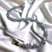 Load image into Gallery viewer, 10k White Gold 5 CT T.W. Aquamarine Tennis Bracelet 7.15" Flower Bracelet 5.7g