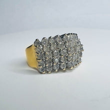 Load image into Gallery viewer, 14k GOLD 5 ROW 2ct Natural 45 DIAMONDS SOLID YELLOW GOLD RING Pyramid Ring 7g