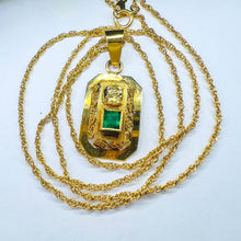 Load image into Gallery viewer, 18k Yellow Gold Pre Columbian Tumi Natural Emerald Necklace 18" 3.3g 14k Chain