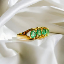 Load image into Gallery viewer, 14k Gold Natural Emerald Ring Size 9 Eternity Ring 3/4CTTW Colombian Emerald Ring 585 Gold Anniversary Gift 2.3g