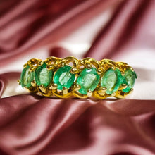 Load image into Gallery viewer, 14k Gold Natural Emerald Ring Size 9 Eternity Ring 3/4CTTW Colombian Emerald Ring 585 Gold Anniversary Gift 2.3g