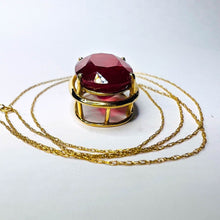 Load image into Gallery viewer, 10k Yellow Gold 13cttw Natural Ruby Necklace 19" Oval Cut Ruby Pendant 6.3g July Birthstone Large Earth Mined Ruby Anniversary Gift for Wife