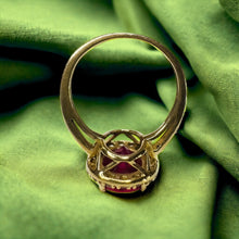 Load image into Gallery viewer, 10k Gold 4.25cttw Ruby Halo Ring Size 5.25 Oval Cut Ruby Diamond Ring For Wife