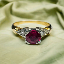 Load image into Gallery viewer, Antique 14k Gold Ruby & Diamond Ring Sz 5.25 Edwardian Engagement Ring Natural Ruby Ring 585 Gold Diamond Ring Wedding Ring July Birthstone