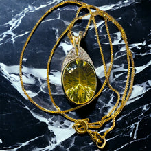 Load image into Gallery viewer, REAL 14k YELLOW GOLD 4.2cttw Oval Cut Natural Lemon Citrine Necklace 16" 5.6g