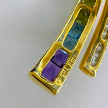 Load image into Gallery viewer, 14k Solid Yellow Gold Multi Gemstone & Diamond Necklace 18" X Rainbow Pendant