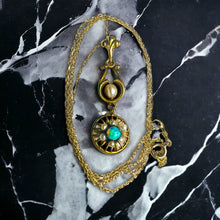 Load image into Gallery viewer, Antique Art Nouveau 10k Yellow Gold Opal Seed Pearl Necklace Lavalier Victorian
