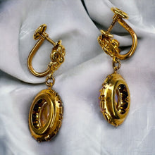 Load image into Gallery viewer, Antique 10k Gold Pink Opal Earrings Victorian Screwback Dangle Claw Prong 2.8g